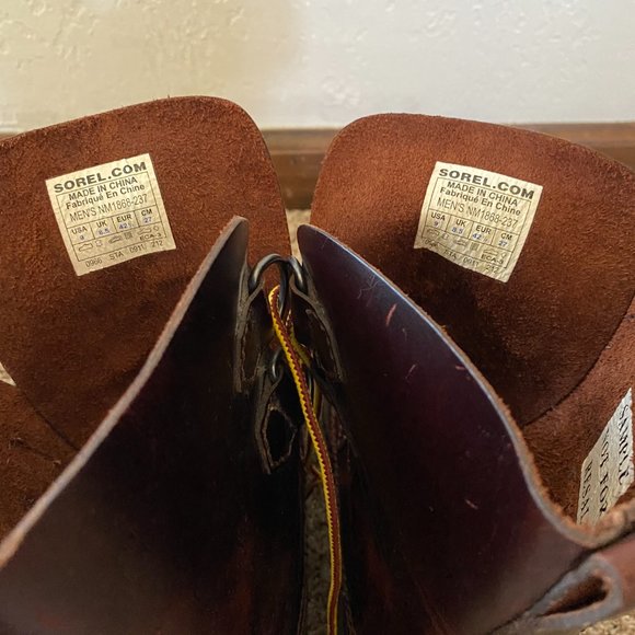 Men's Sorel Brown Leather Boots Size 9 - Picture 4 of 6